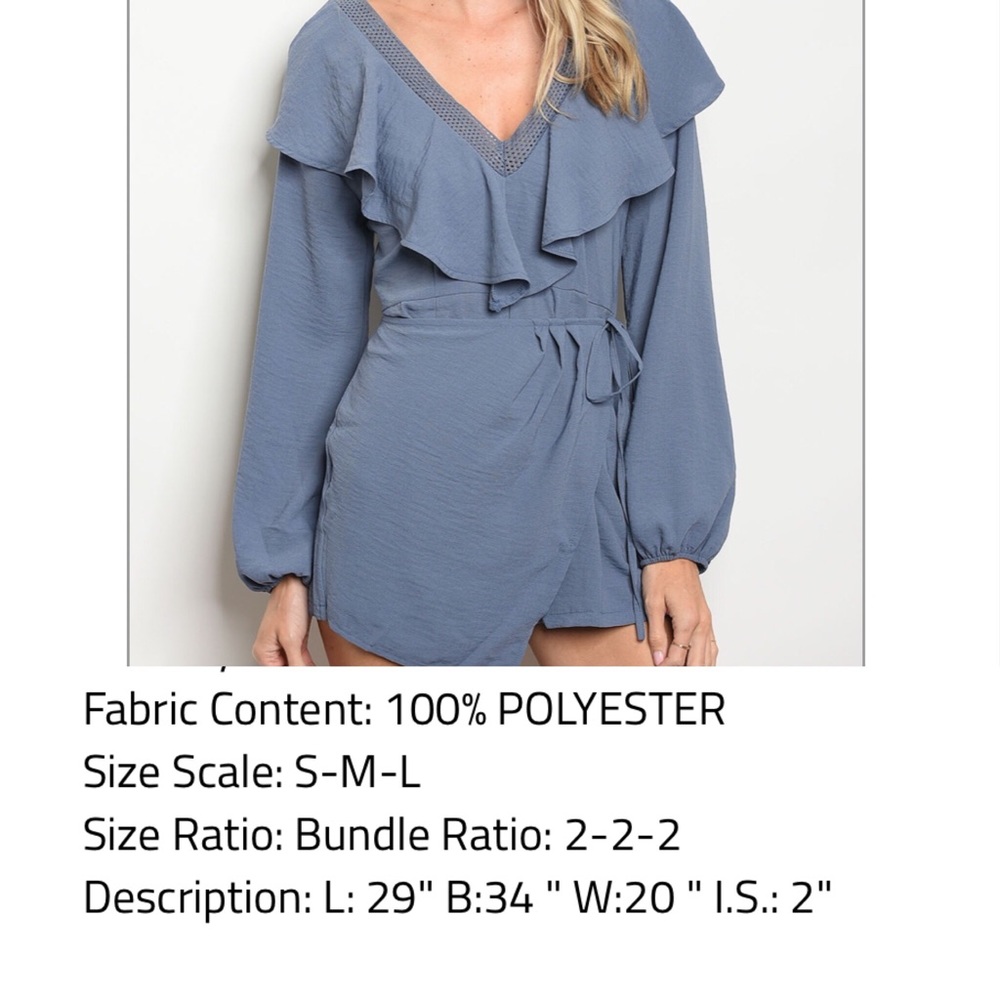 New 5⭐️Romper V in the front & back Wrap Tie waist - Picture 3 of 4